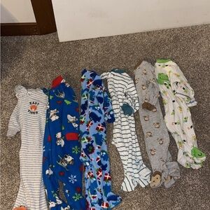 6 piece set of footie pajamas 6-9 months